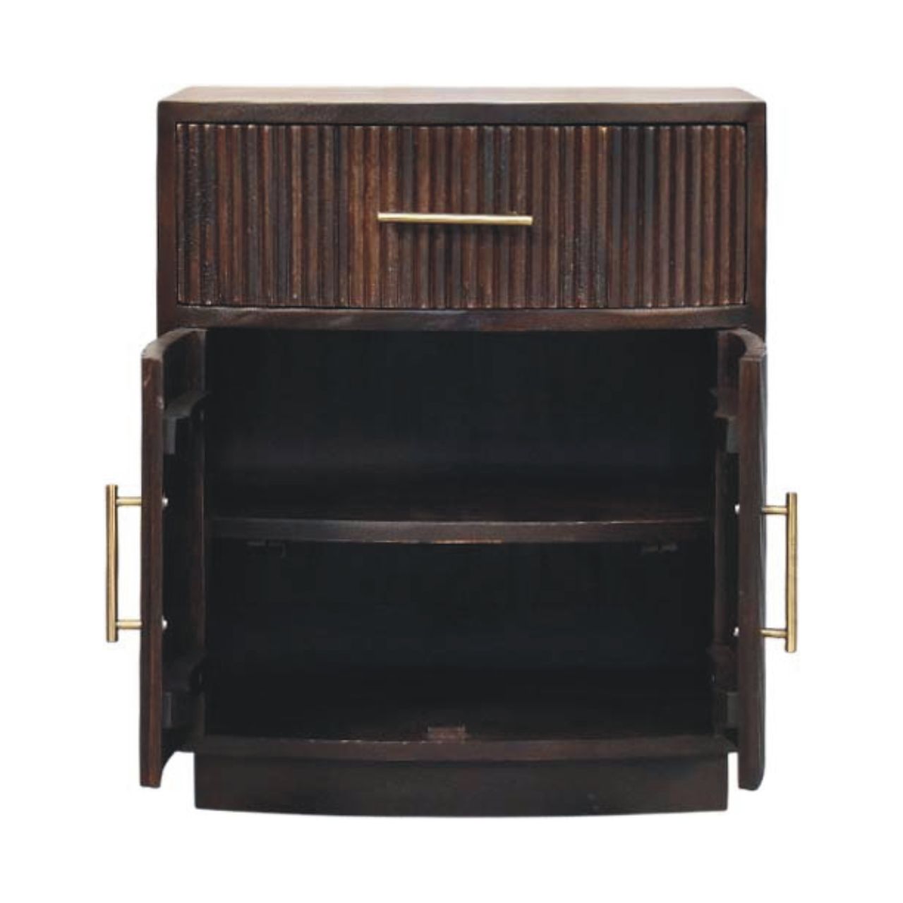Milan Bedside Table | Brass Velvet Fluted