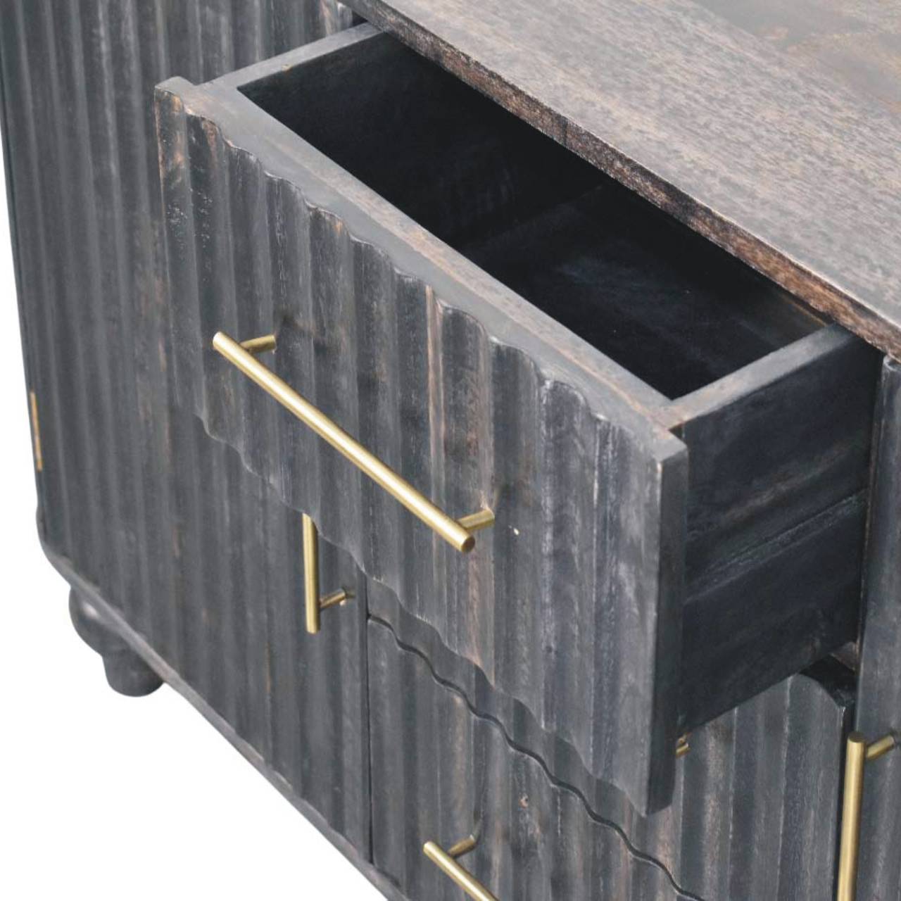 Savoy Sideboard Chest of Drawers | Brass Solid Mango Wood Fluted