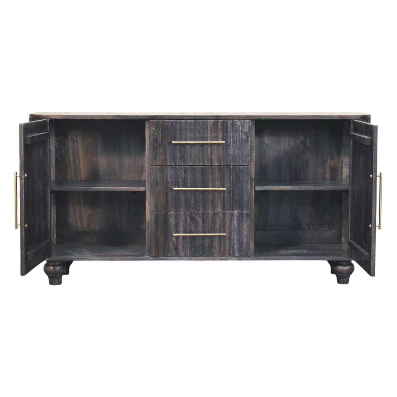 Savoy Sideboard Chest of Drawers | Brass Solid Mango Wood Fluted