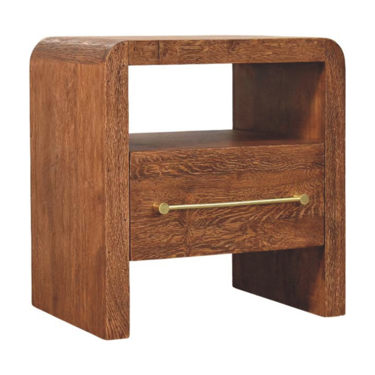 Curved Edge Bedside Table | Oak Mango Wood Default Title