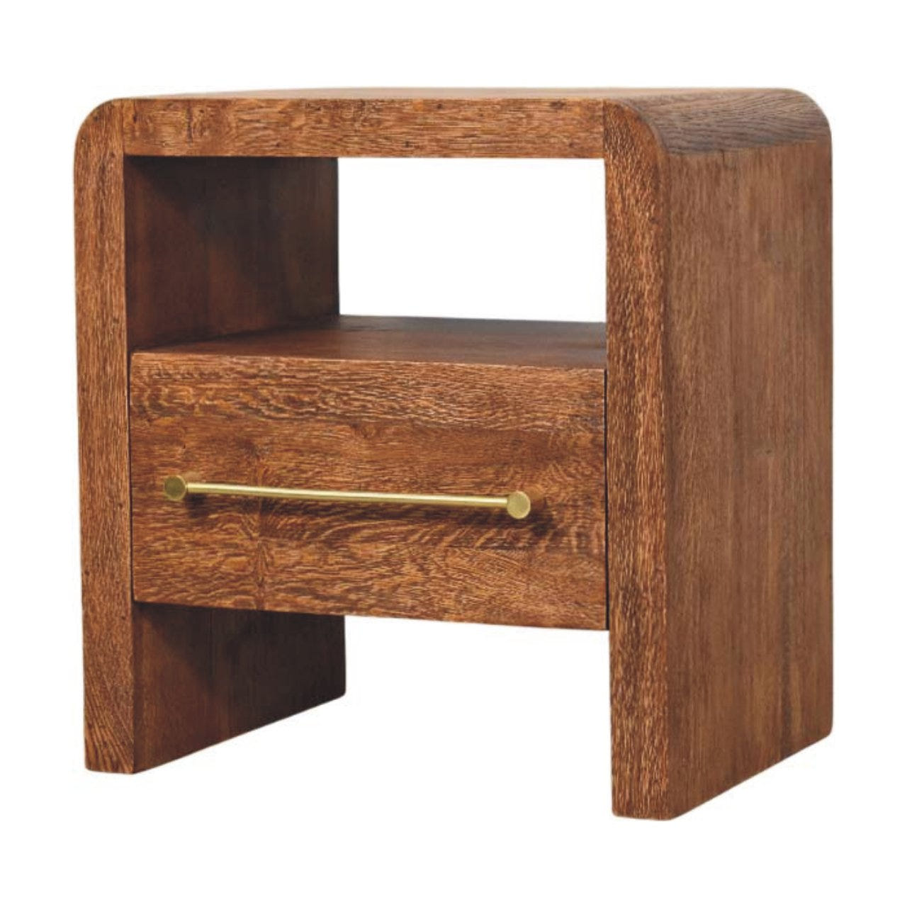 Curved Edge Bedside Table | Oak Mango Wood