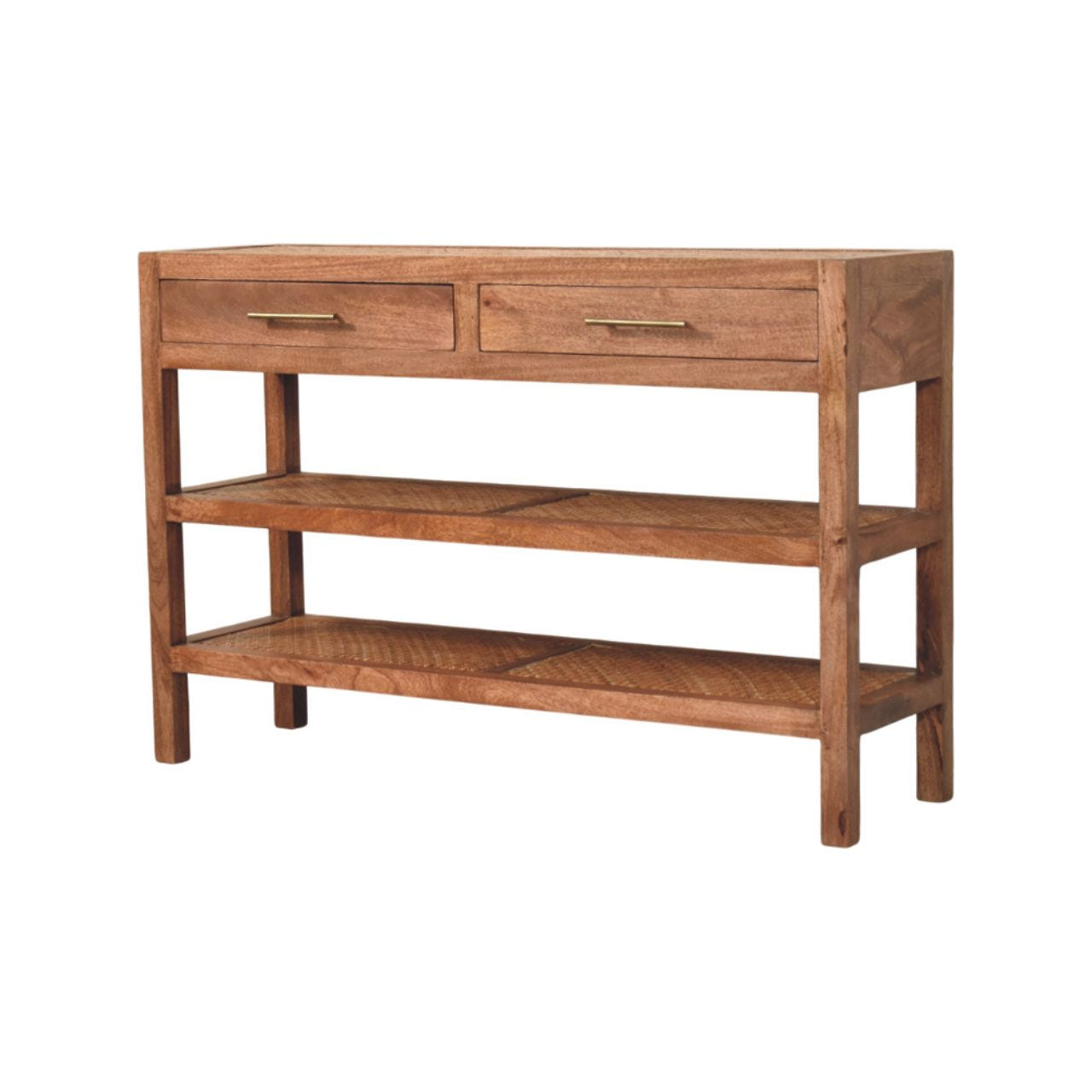 Woven Tier Console Table | Honey Caramel Mango Wood Default Title