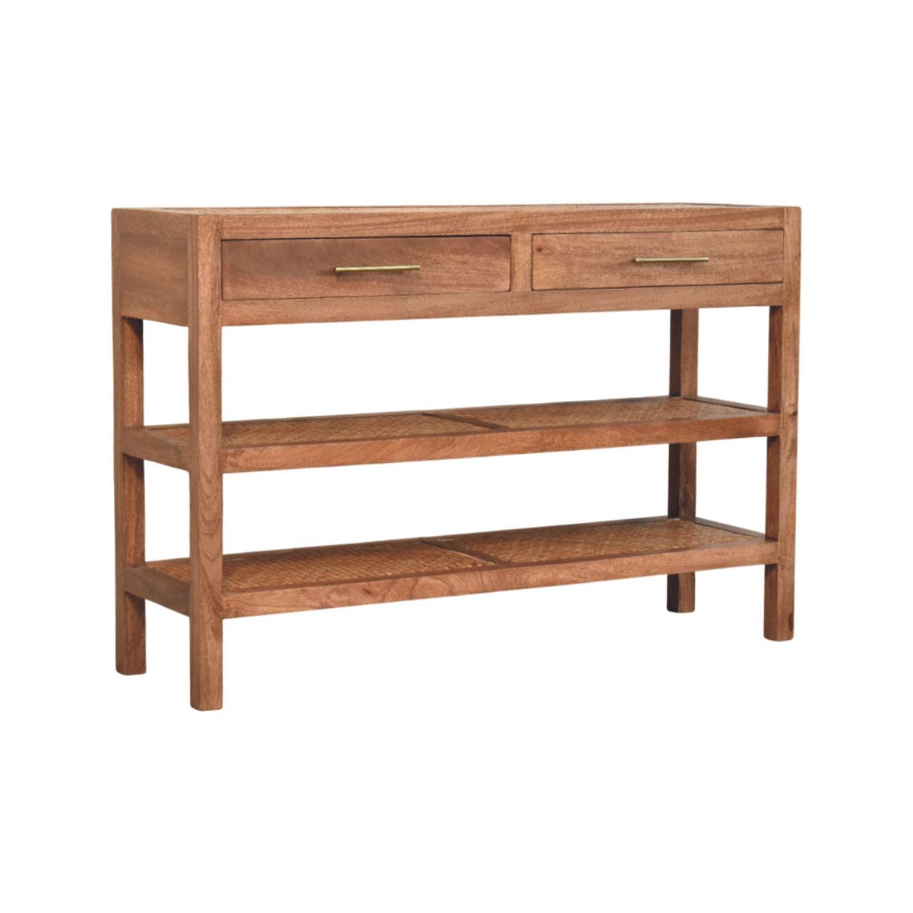 Woven Tier Console Table | Honey Caramel Mango Wood