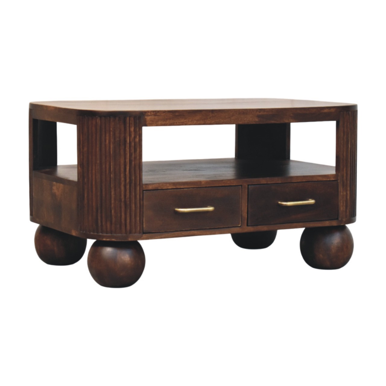 Sphere Leg Coffee Table | California Walnut Solid Mango Wood Fluted Default Title