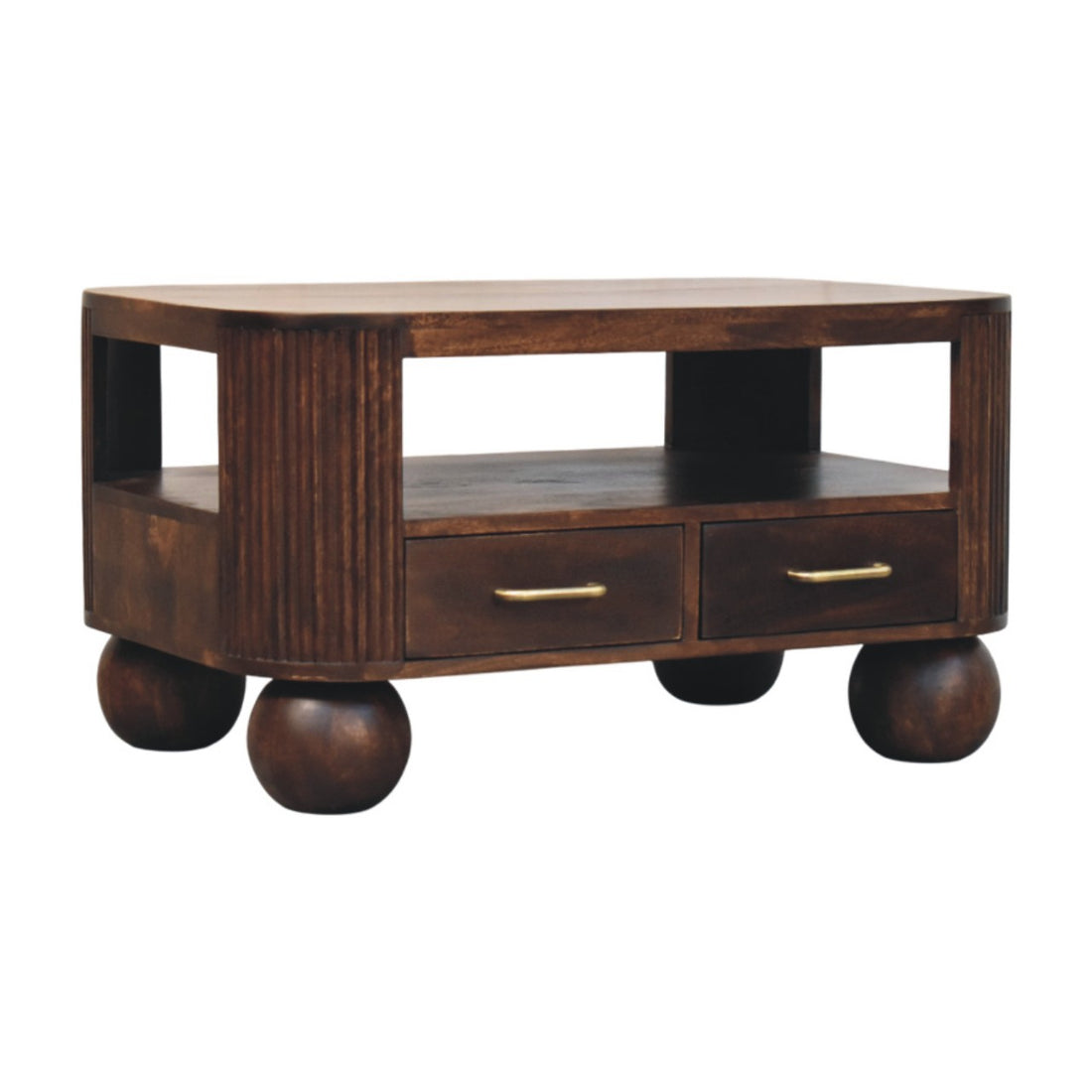 Sphere Leg Coffee Table | California Walnut Solid Mango Wood Fluted Default Title