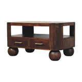 Sphere Leg Coffee Table | California Walnut Solid Mango Wood Fluted