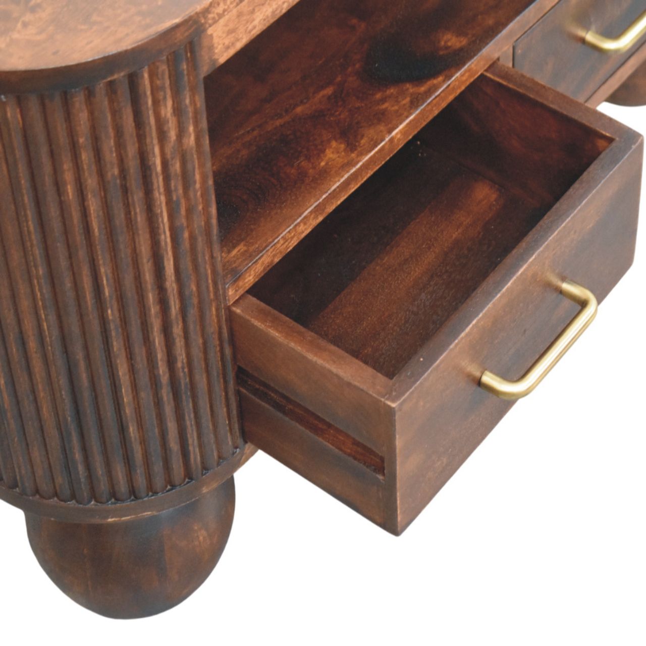 Sphere Leg Coffee Table | California Walnut Solid Mango Wood Fluted