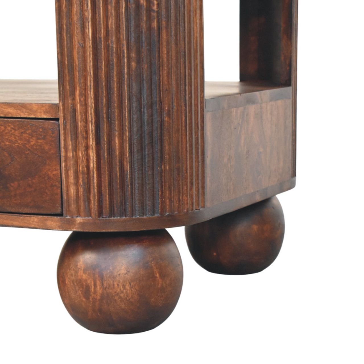 Sphere Leg Coffee Table | California Walnut Solid Mango Wood Fluted