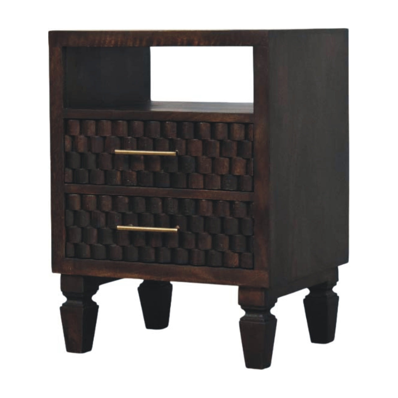 Arno Bedside Table | California Walnut Solid Mango Wood Open Shelf