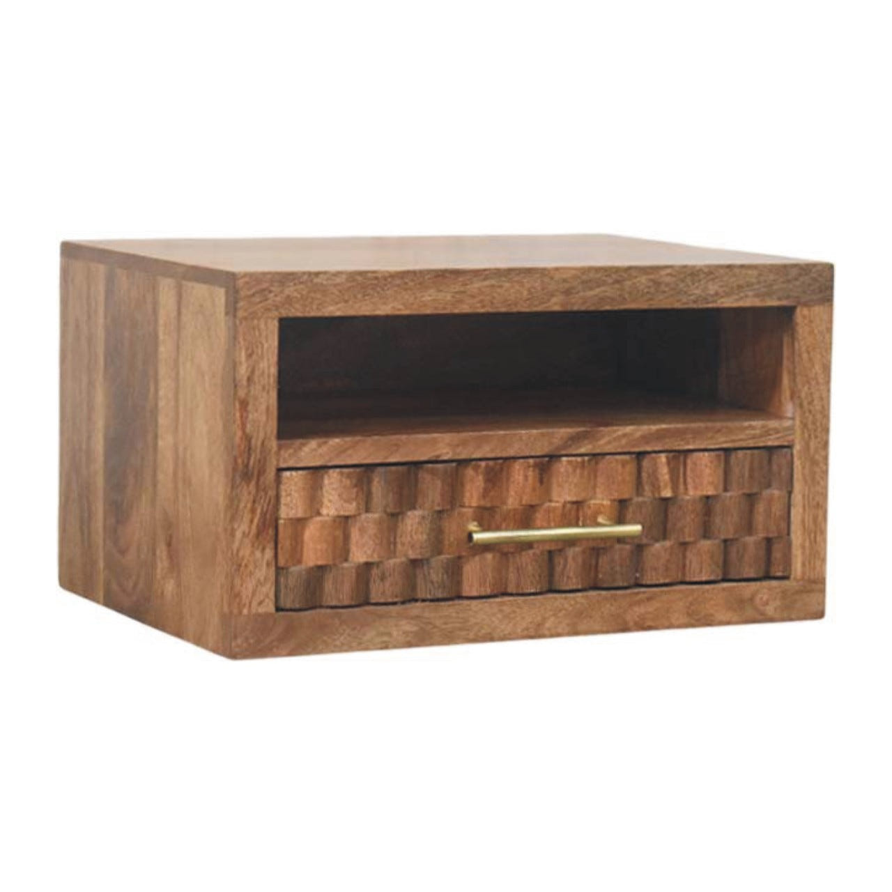 Arno Wall-Mounted Nightstand in Golden Teak Bedside Table | Brass Default Title
