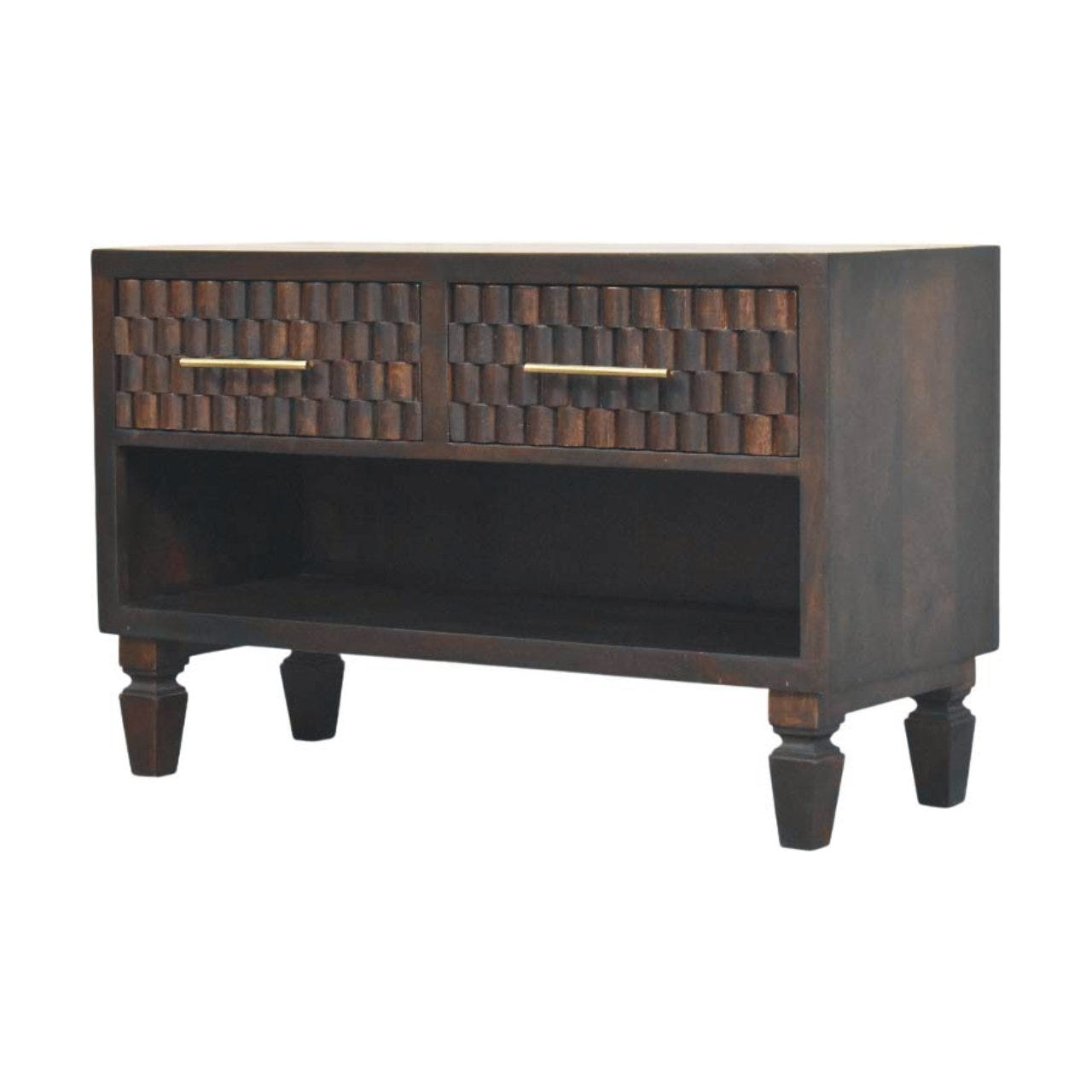 Arno Shoe Storage Unit Storage Bench | Brass Velvet Open Shelf