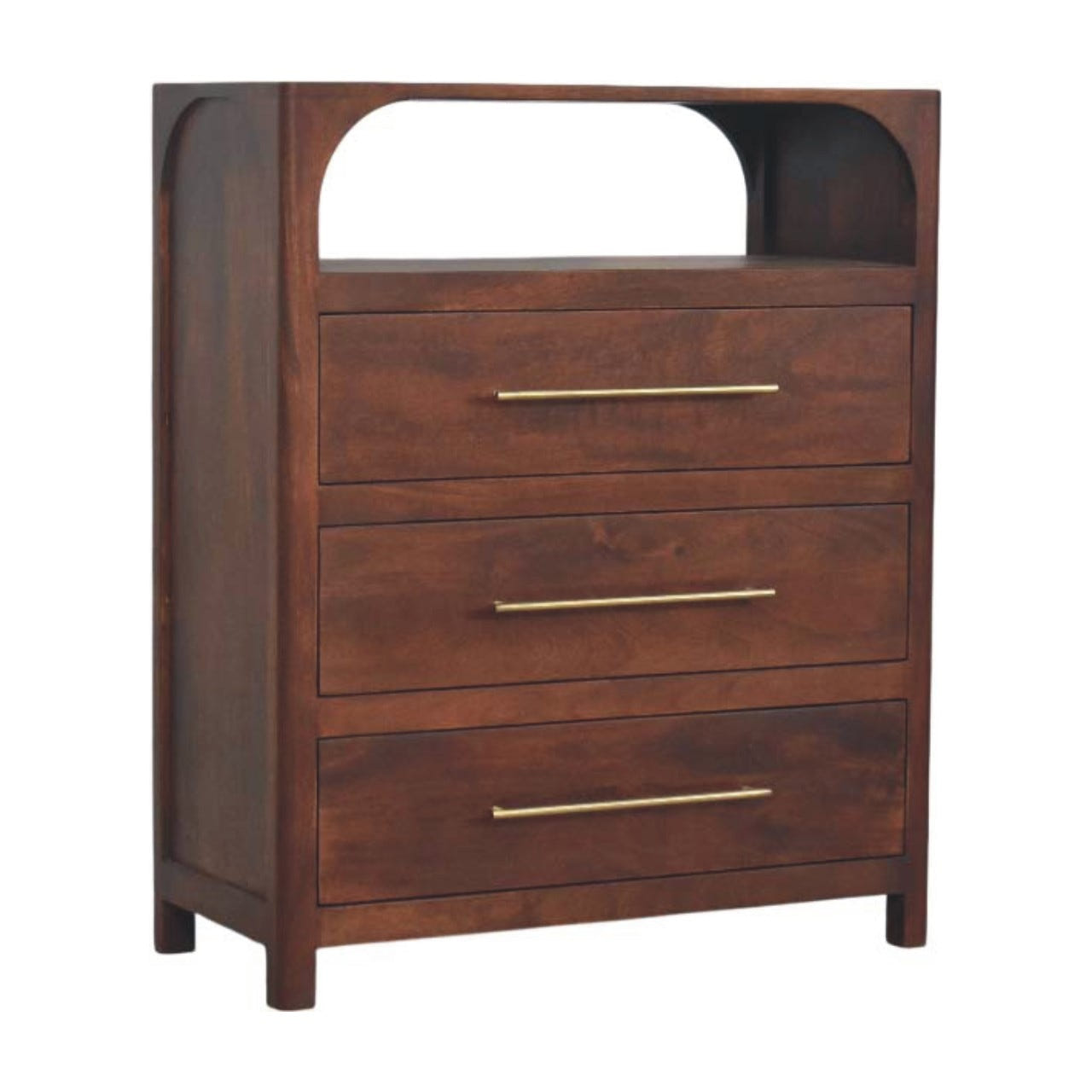 Arched Edge 3-Drawer Chest of Drawers | Oak Linen