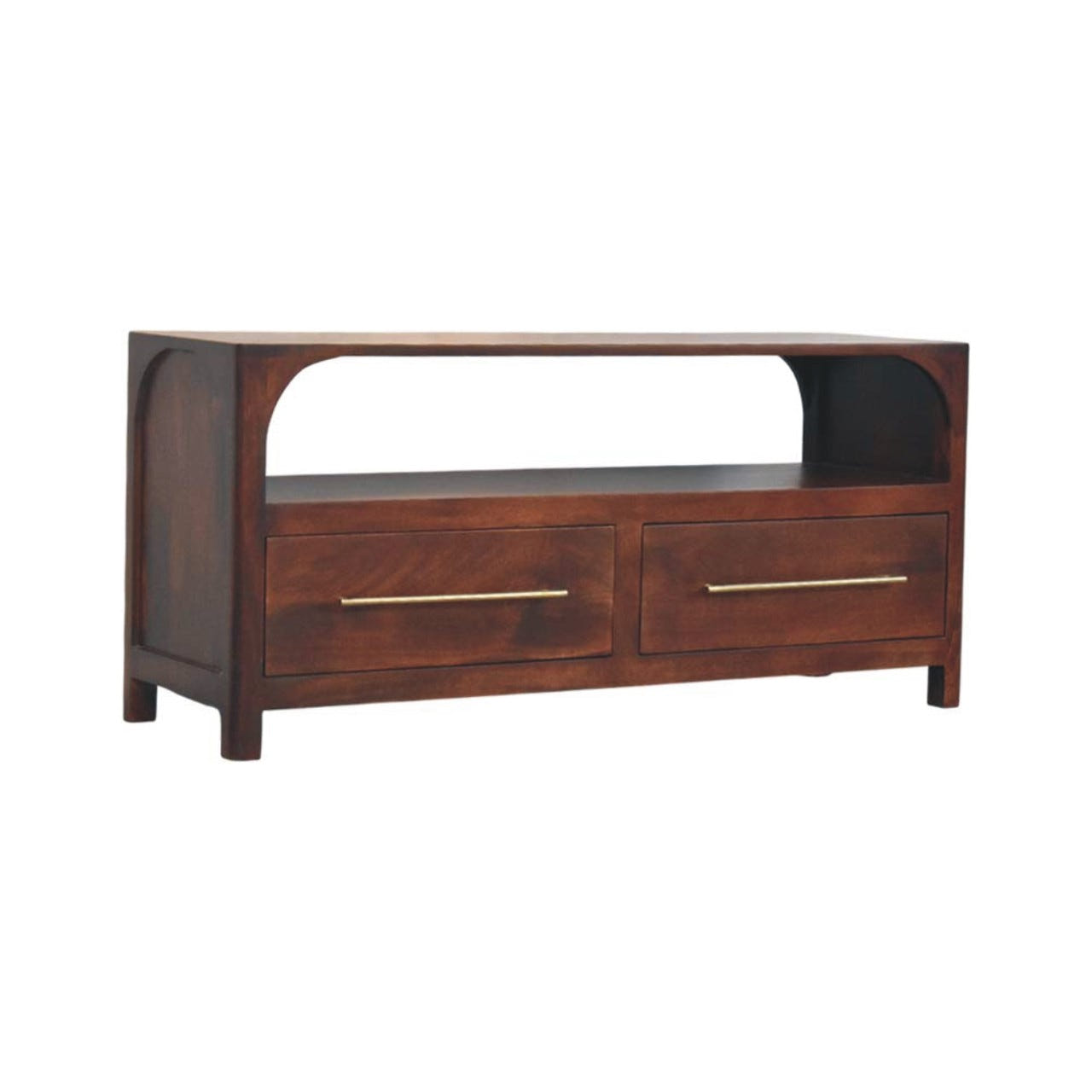 Arched Edge 2-Drawer TV Media Unit | Oak Solid Mango Wood Default Title