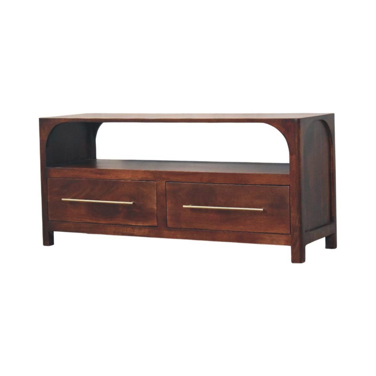 Arched Edge 2-Drawer TV Media Unit | Oak Solid Mango Wood