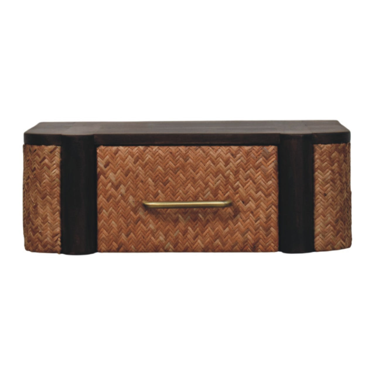Rattan Curve Wall-Mounted Drawer Bedside Table Default Title