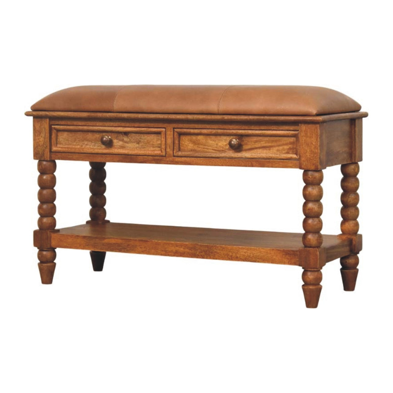 Leather Spindle Bench