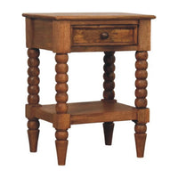 Spindle Bedside Table | Oak Solid Mango Wood Open Shelf
