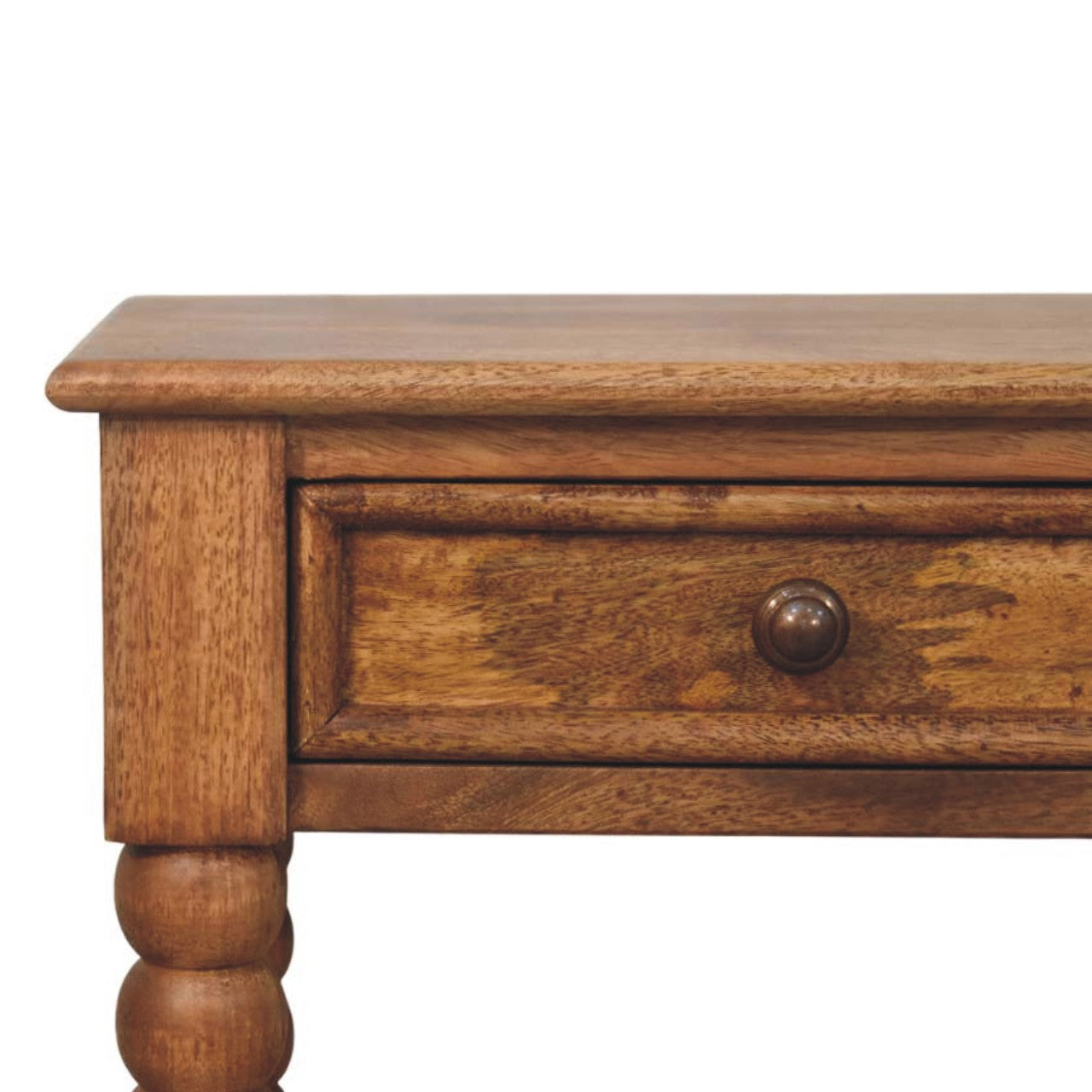 Spindle Bedside Table | Oak Solid Mango Wood Open Shelf