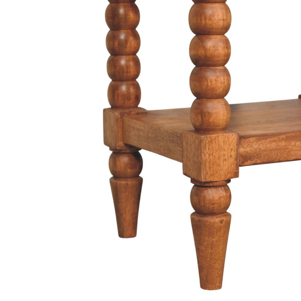Spindle Bedside Table | Oak Solid Mango Wood Open Shelf