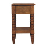 Spindle Bedside Table | Oak Solid Mango Wood Open Shelf
