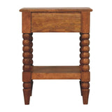 Spindle Bedside Table | Oak Solid Mango Wood Open Shelf