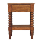 Spindle Bedside Table | Oak Solid Mango Wood Open Shelf
