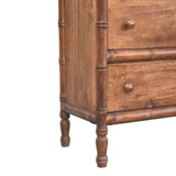 Bamboo Carved 3-Drawer Chest of Drawers | Brass Linen