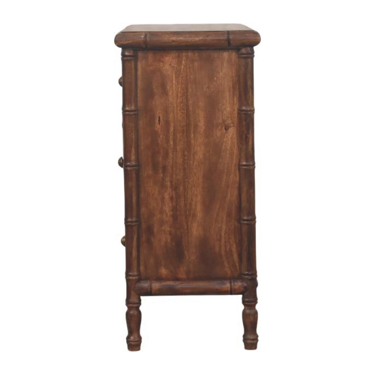 Bamboo Carved 3-Drawer Chest of Drawers | Brass Linen