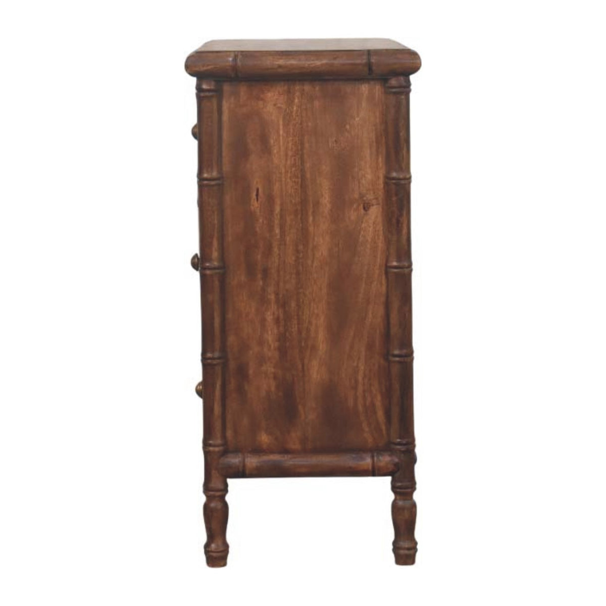 Bamboo Carved 3-Drawer Chest of Drawers | Brass Linen