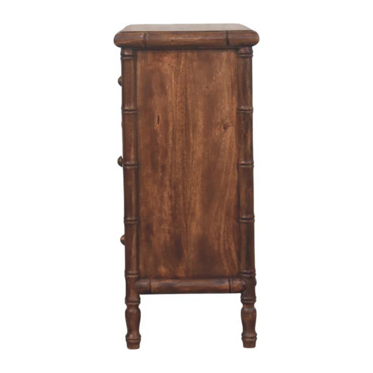 Bamboo Carved 3-Drawer Chest of Drawers | Brass Linen