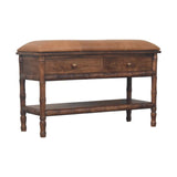 Bamboo Carved Storage Bench | Brass Solid Mango Wood Hand-Carved Default Title