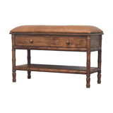 Bamboo Carved Storage Bench | Brass Solid Mango Wood Hand-Carved