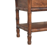 Bamboo Carved Storage Bench | Brass Solid Mango Wood Hand-Carved