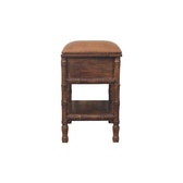 Bamboo Carved Storage Bench | Brass Solid Mango Wood Hand-Carved