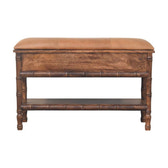 Bamboo Carved Storage Bench | Brass Solid Mango Wood Hand-Carved