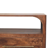 Arc-Line Media Console Table | Brass Solid Mango Wood Open Shelf
