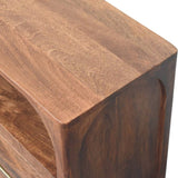 Arc-Line Media Console Table | Brass Solid Mango Wood Open Shelf