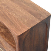 Arc-Line Media Console Table | Brass Solid Mango Wood Open Shelf