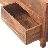 Arc-Line Media Console Table | Brass Solid Mango Wood Open Shelf