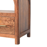 Arc-Line Media Console Table | Brass Solid Mango Wood Open Shelf