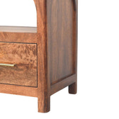 Arc-Line Media Console Table | Brass Solid Mango Wood Open Shelf