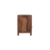 Arc-Line Media Console Table | Brass Solid Mango Wood Open Shelf