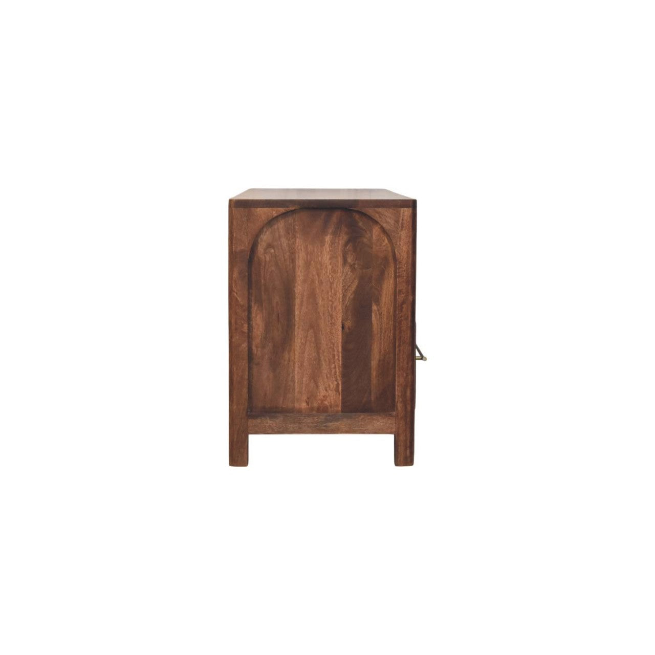 Arc-Line Media Console Table | Brass Solid Mango Wood Open Shelf