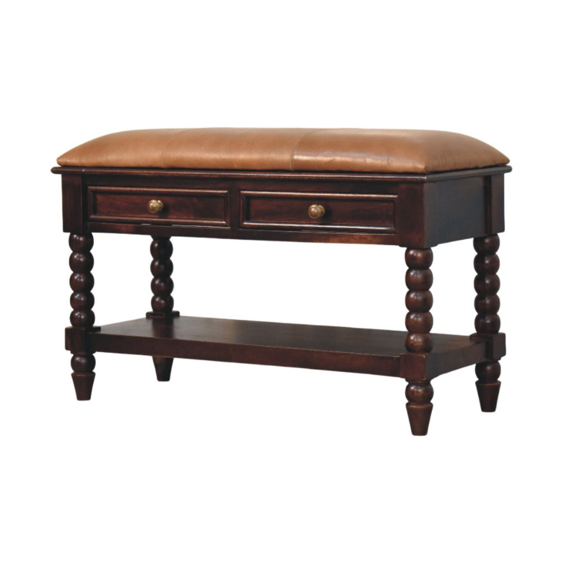 Spindle Winewood Leather Bench Default Title