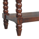 Spindle Winewood Leather Bench