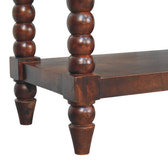 Spindle Winewood Leather Bench