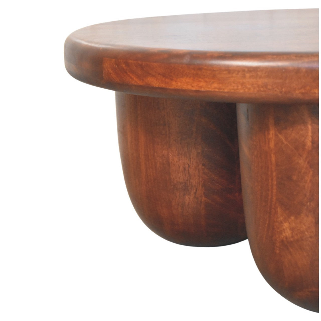 Clara Sculpted Coffee Table | Oak Solid Mango Wood Hand-Carved