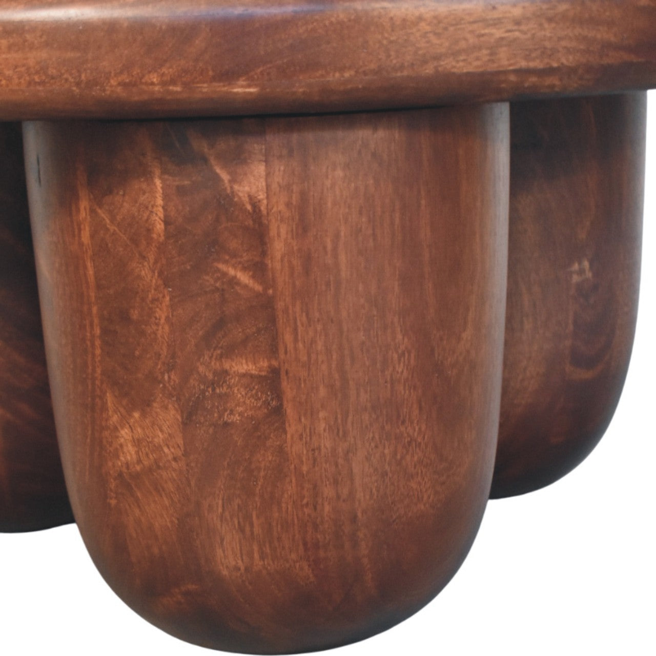 Clara Sculpted Coffee Table | Oak Solid Mango Wood Hand-Carved