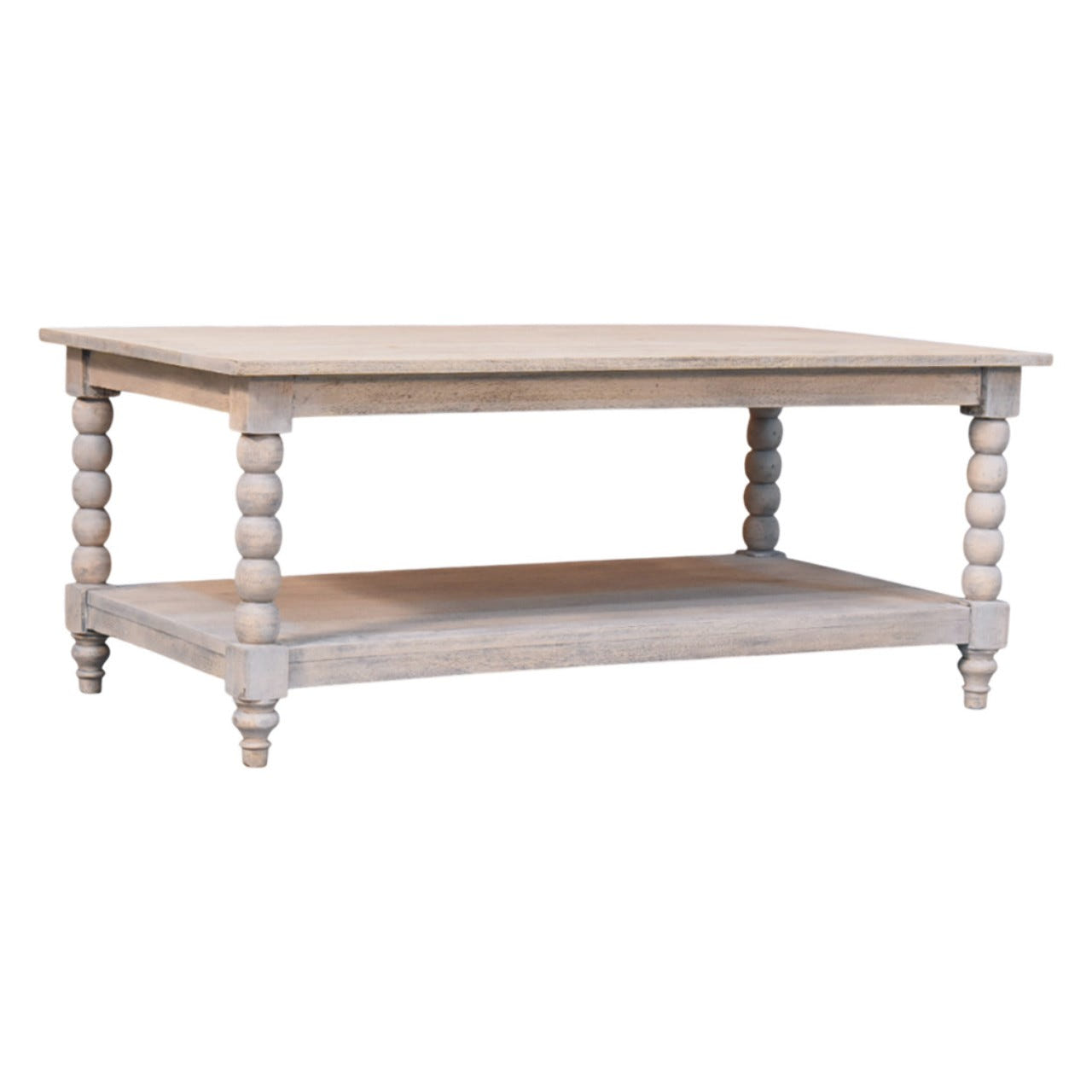 Ellsworth Spindle Coffee Table in Acid Wash | Open Shelf