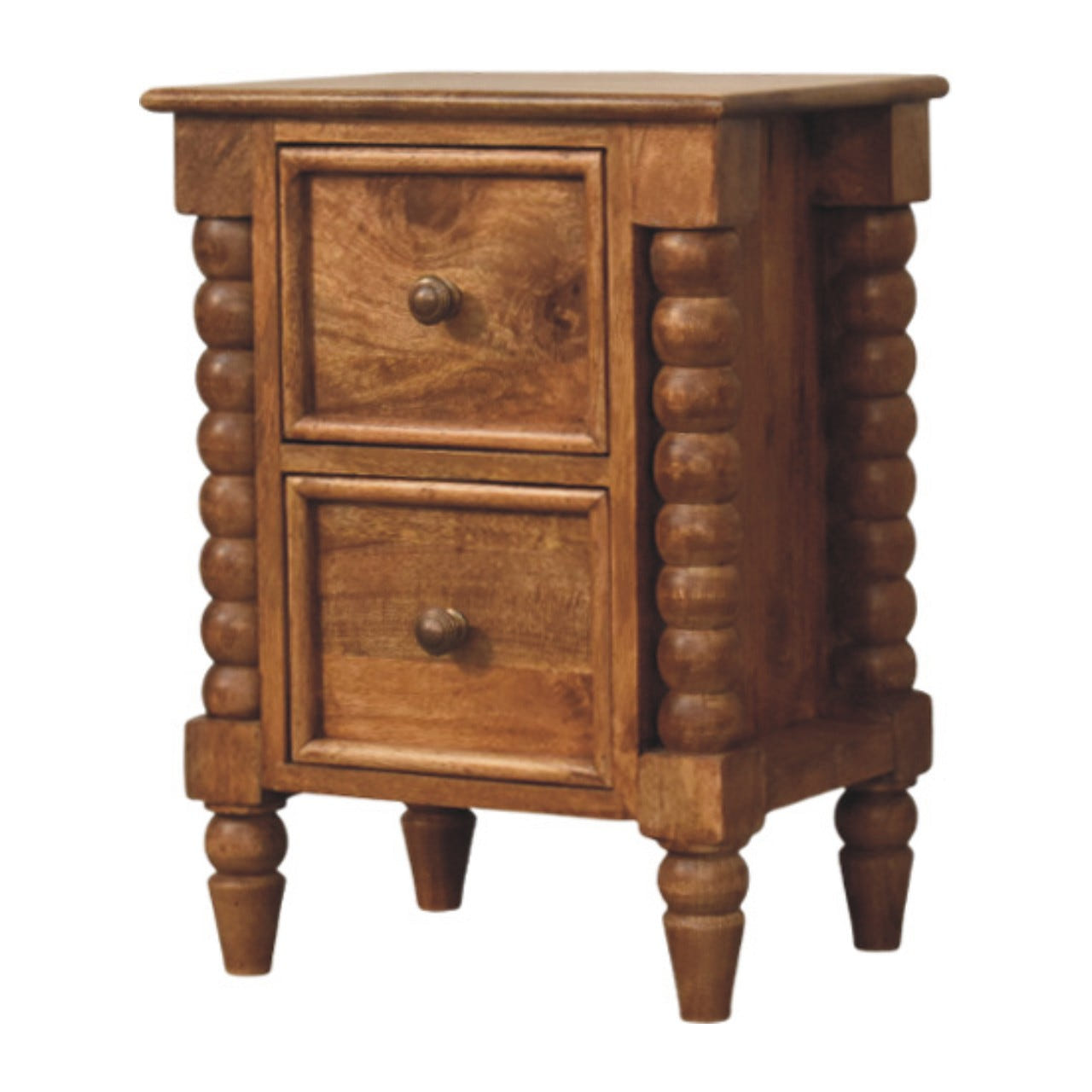 Barley Twist 2-Drawer Bedside Table | Oak Solid Mango Wood Default Title